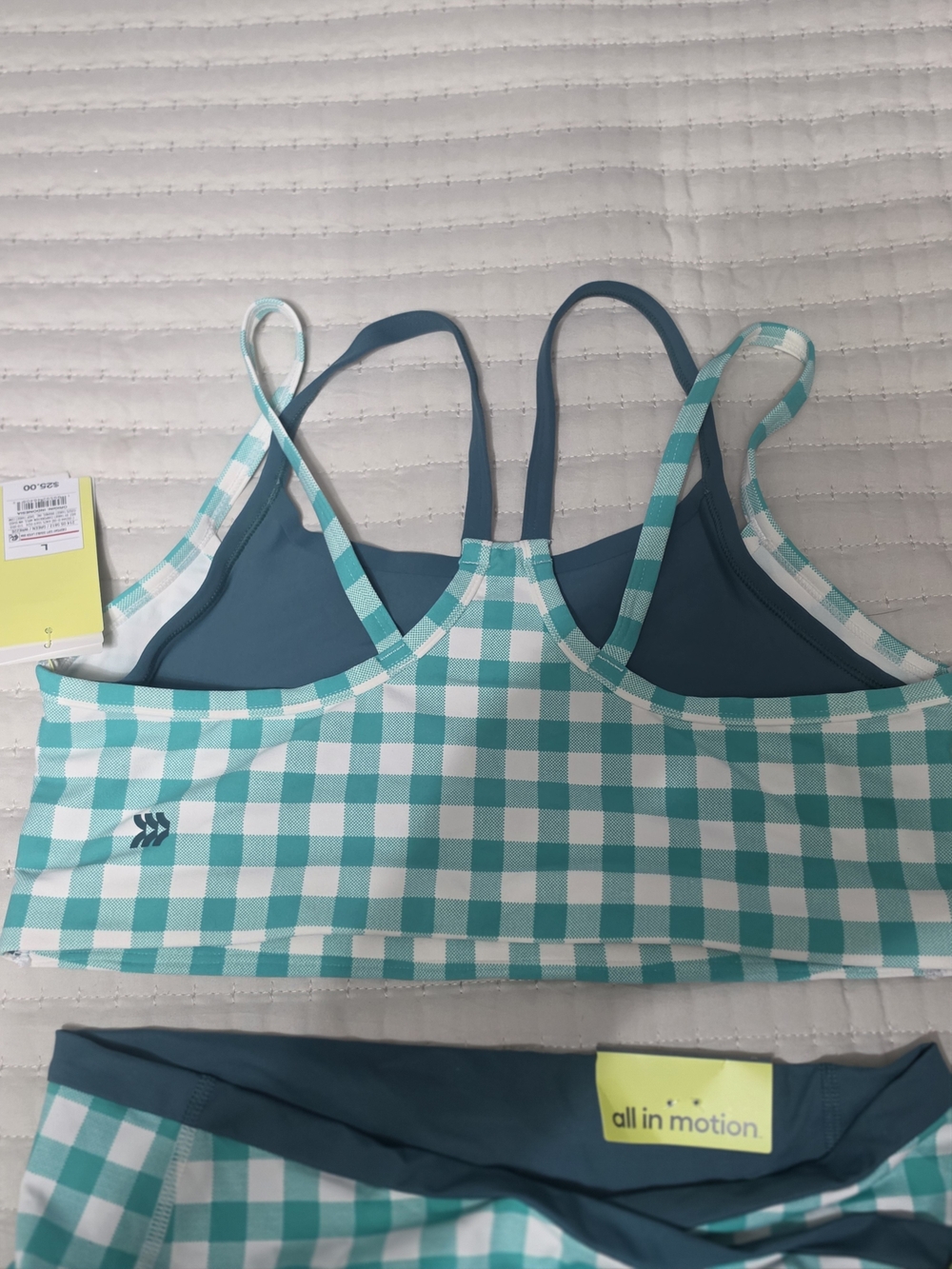 all in motion Teal and White Check Womens Two Piece Set - Picture 6 of 7
